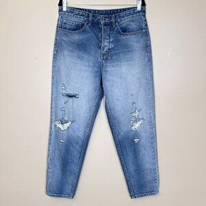 Ksubi Distressed Straight Tapered Button Fly Jeans - Men's Size 32*28